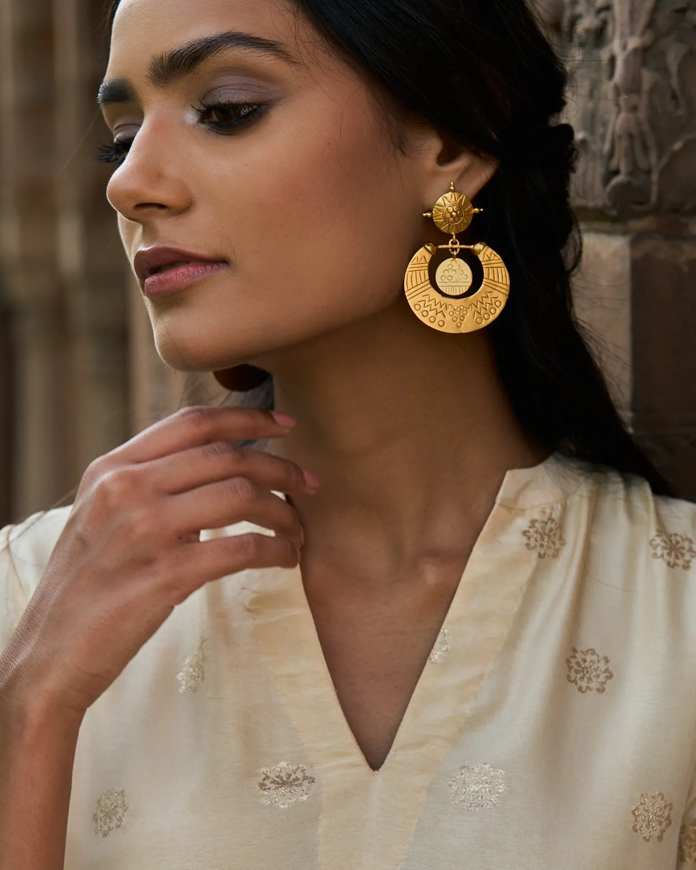 trueBrowns 22K Gold-Plated Chandbali Earrings