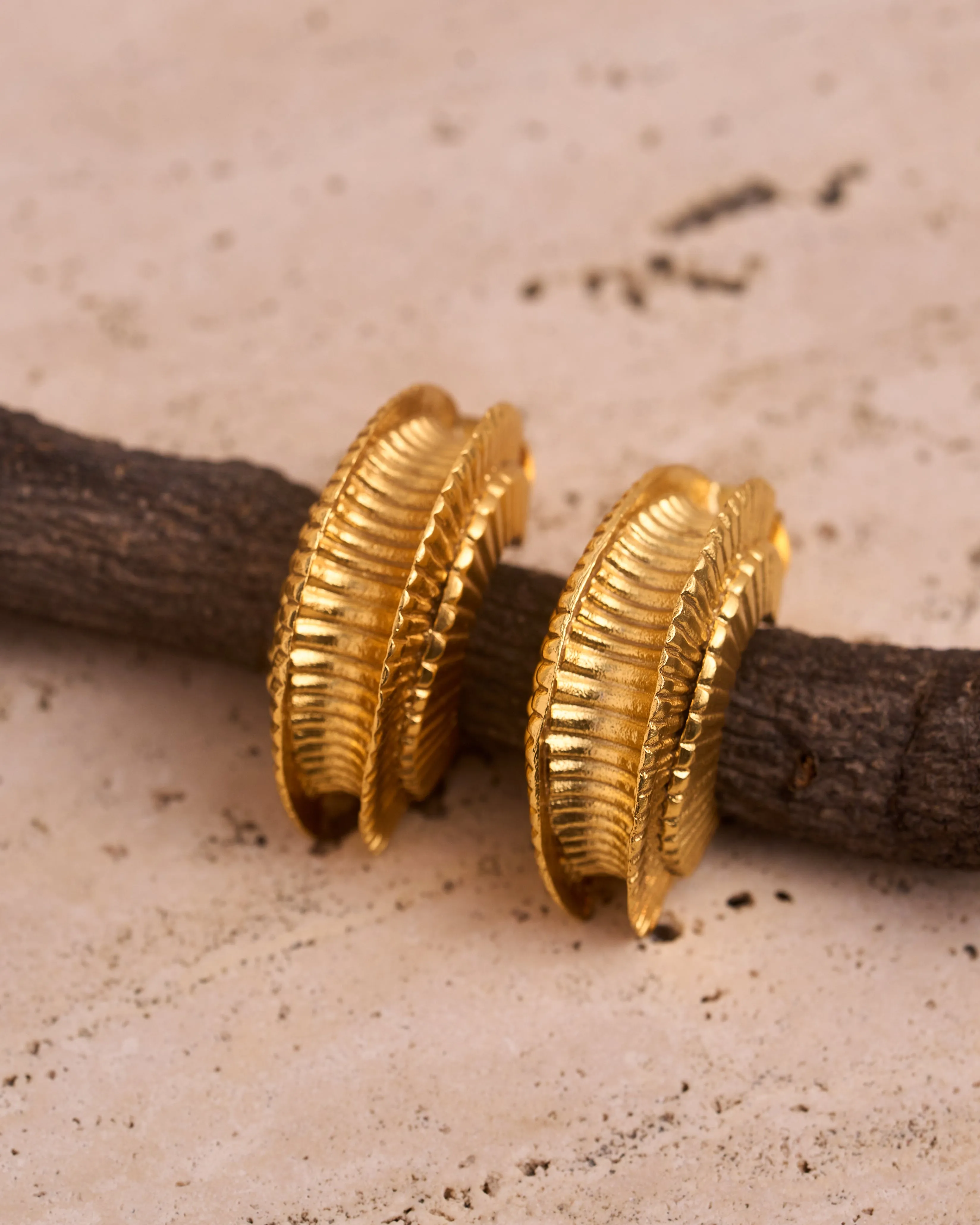 trueBrowns 22K Gold-Plated Half Circular Earrings