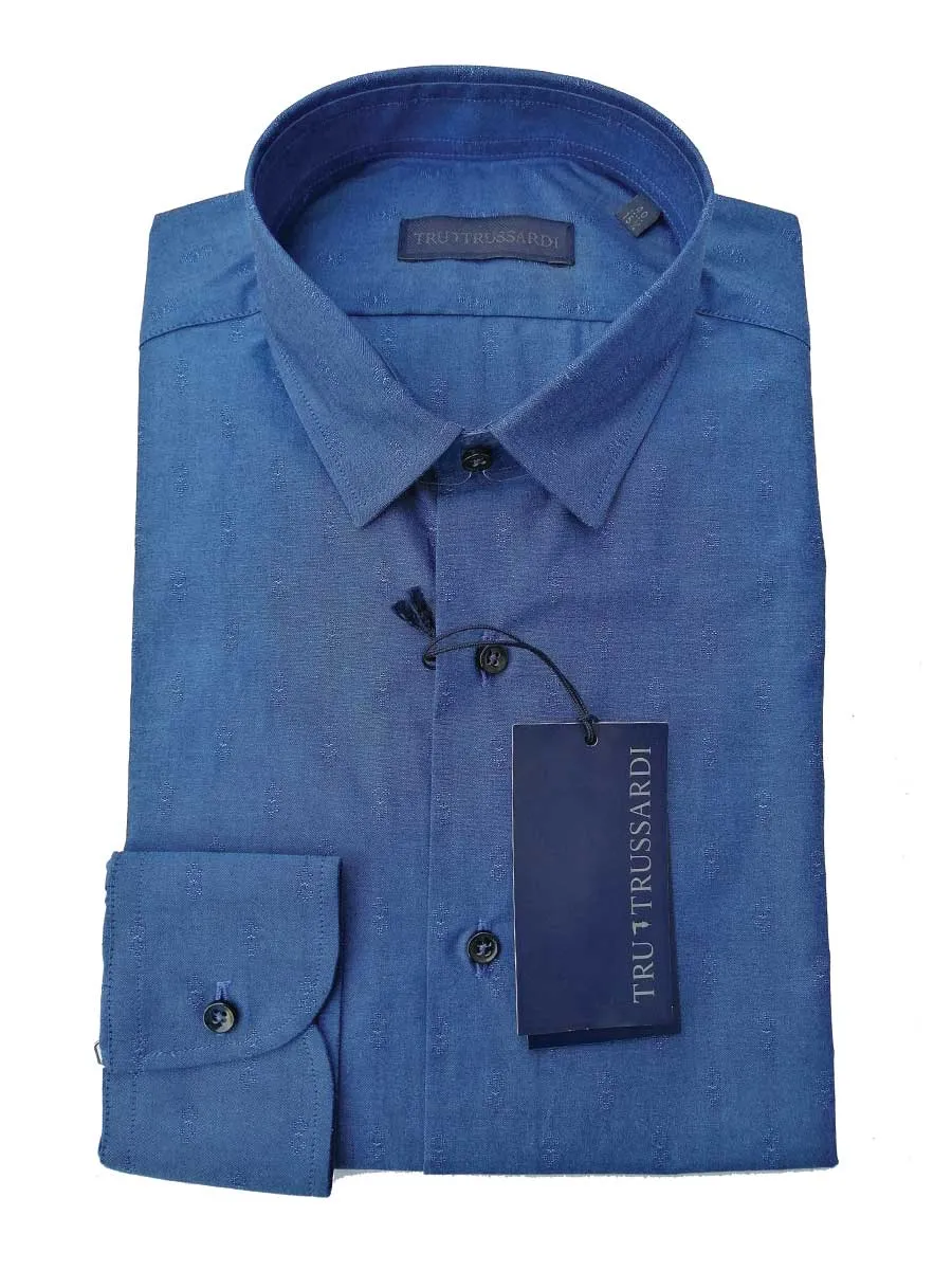 Trussardi Mid Night Blue Printed Shirt