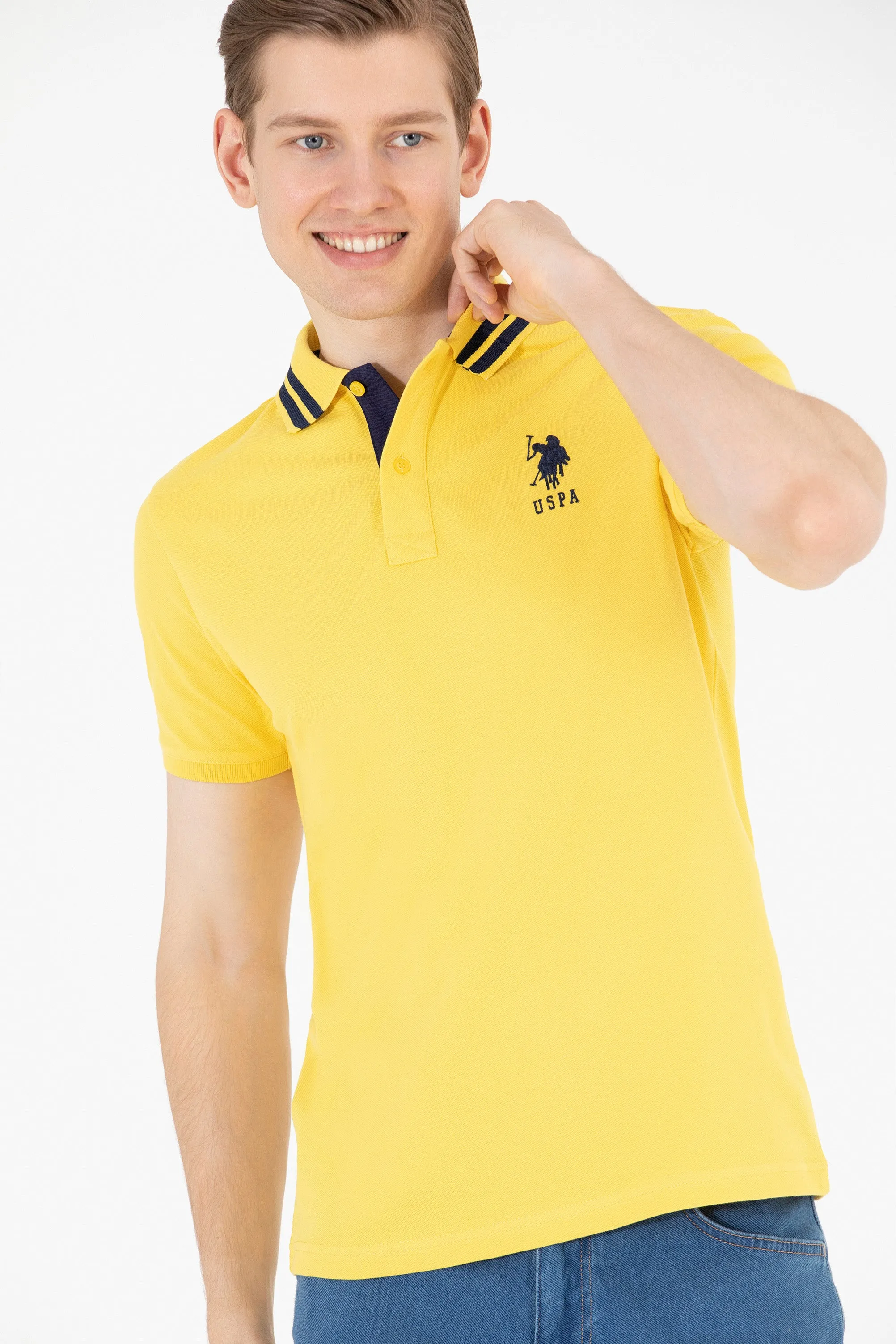 USPA Polo Shirt Men Amber VR094 USPOM199 Big Pony Logo Number 3 US Polo Assn.