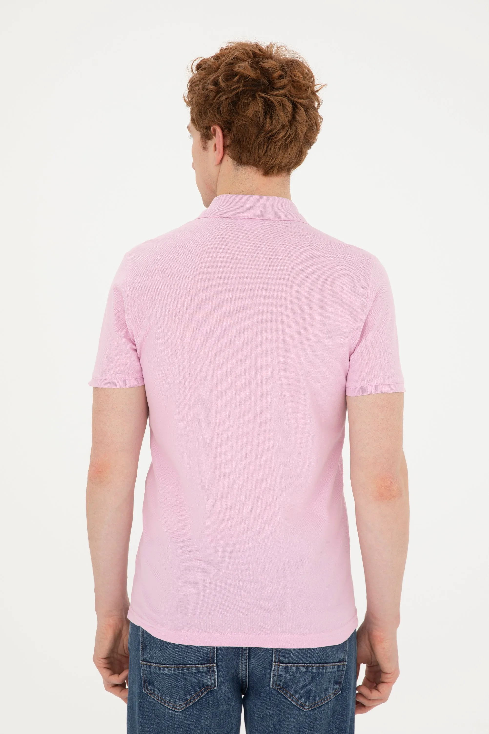 USPA Polo Shirt Men Pink VR041 USPOM201 Single Color Horse US Polo Assn.