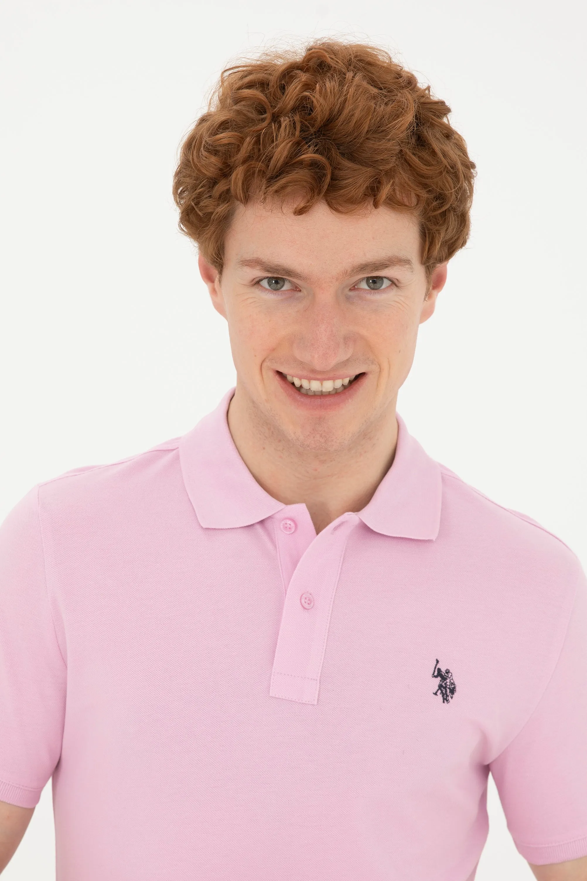 USPA Polo Shirt Men Pink VR041 USPOM201 Single Color Horse US Polo Assn.