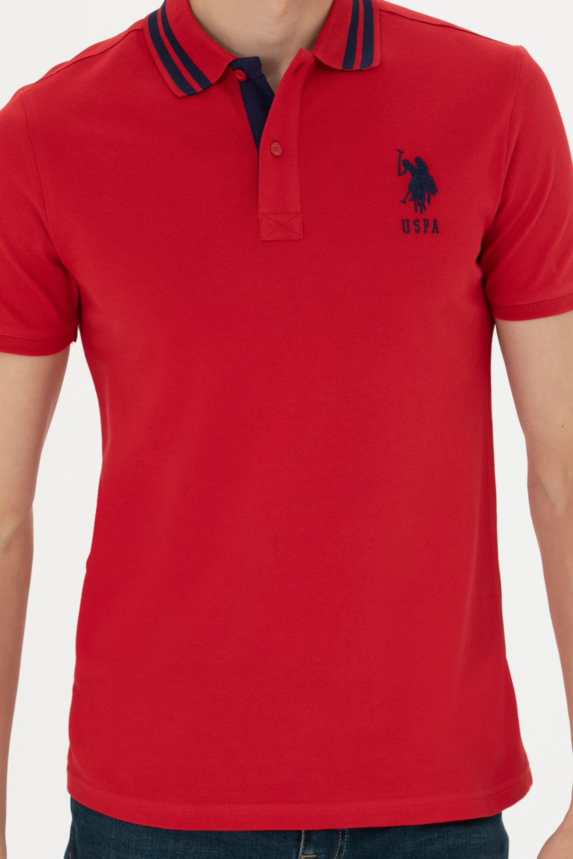 USPA Polo Shirt Men Red VR171 USPOM212 Single Color Horse US Polo Assn.