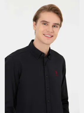 USPA Shirt Men Black VR046 USPSH272 Regular Fit US Polo Assn.