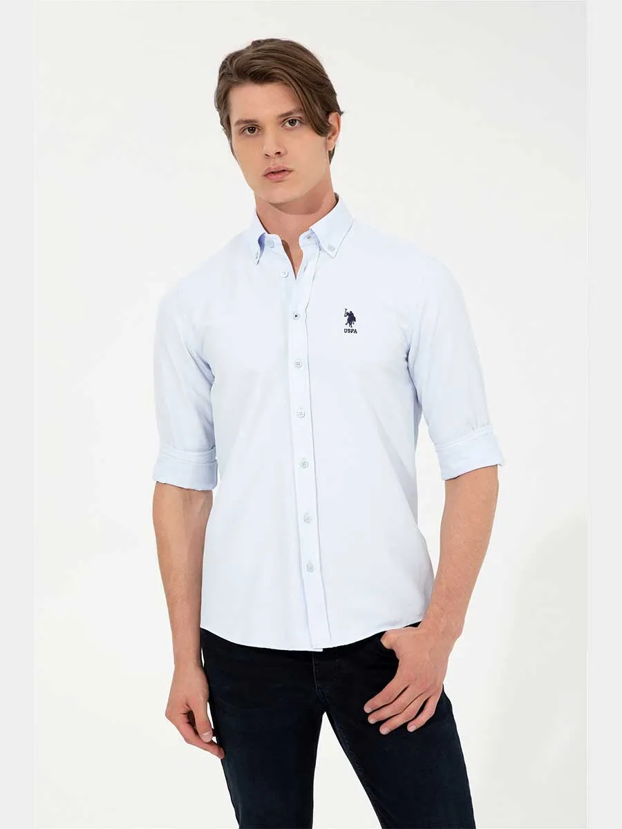 USPA Shirt Men Light Blue VR003 USPSH258 Slim Fit US Polo Assn.