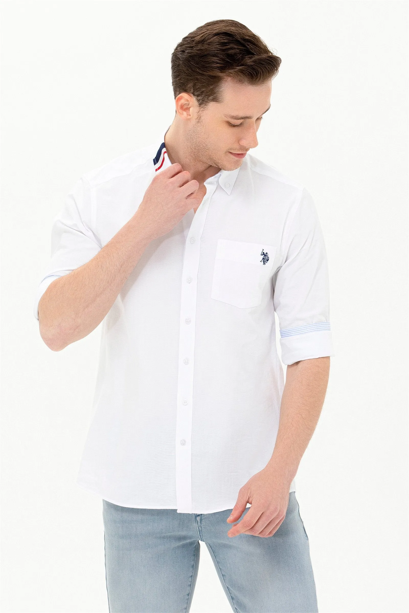 USPA Shirt Men White VR013 USPSH297 Regular US Polo Assn.