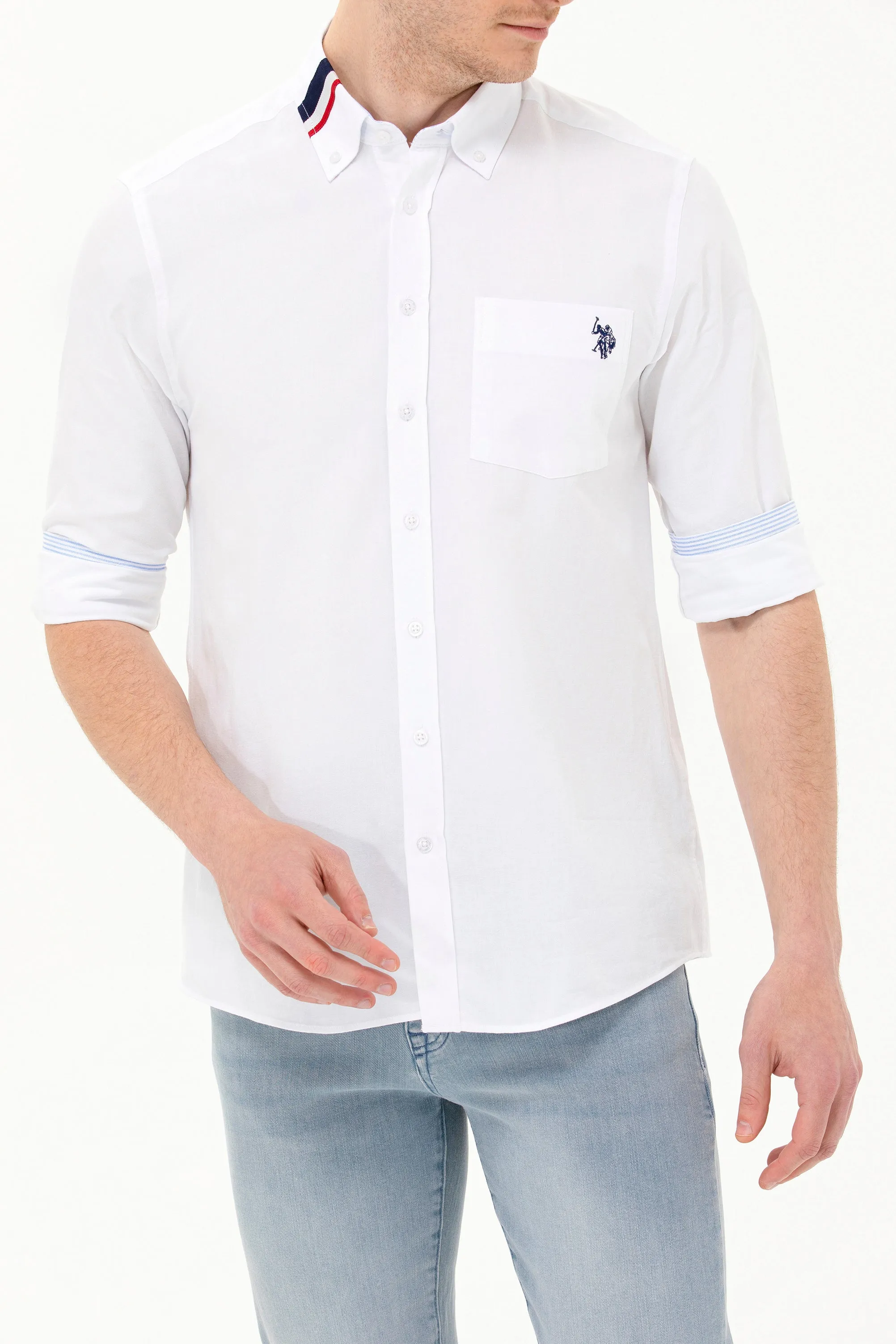 USPA Shirt Men White VR013 USPSH297 Regular US Polo Assn.