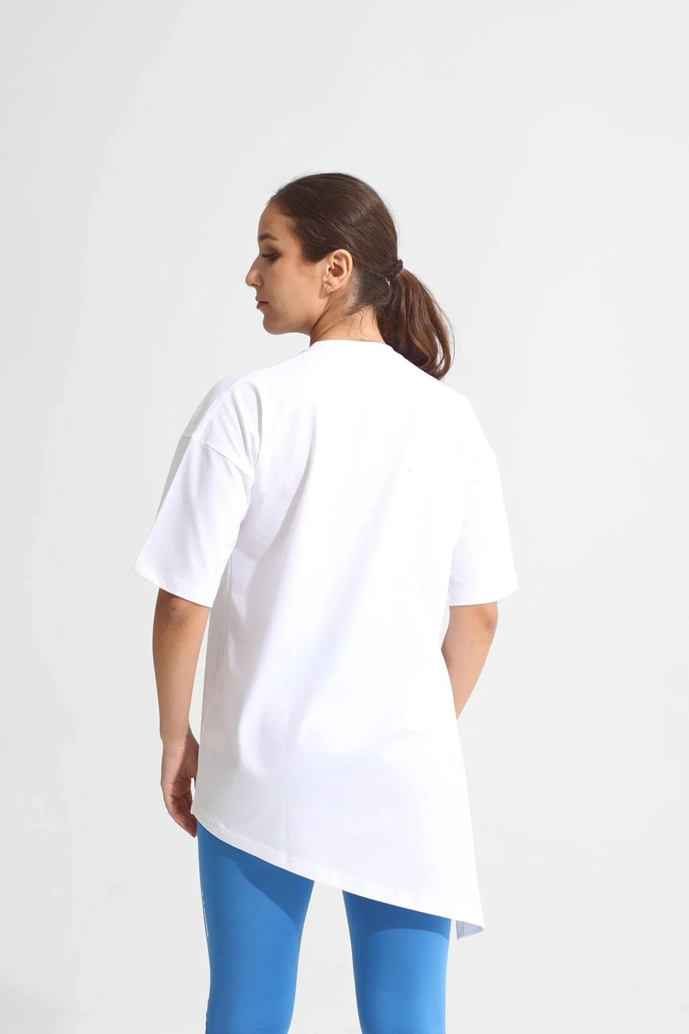 White Oversized Absrtact Tee