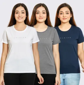 WOMEN 3 PIECE PACK CREW NECK TSHIRT