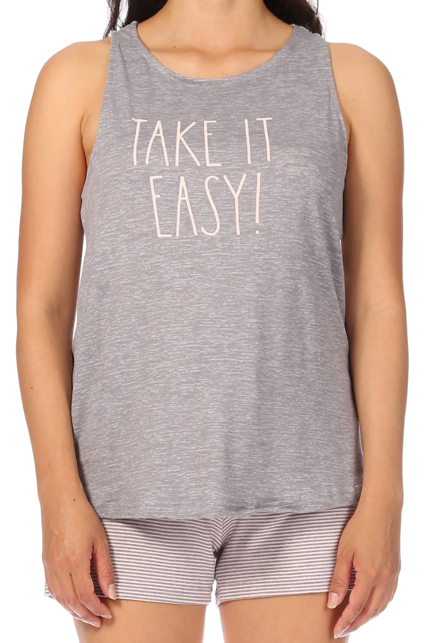 Women's "TAKE IT EASY" Tank and Drawstring Shorts Pajama Set