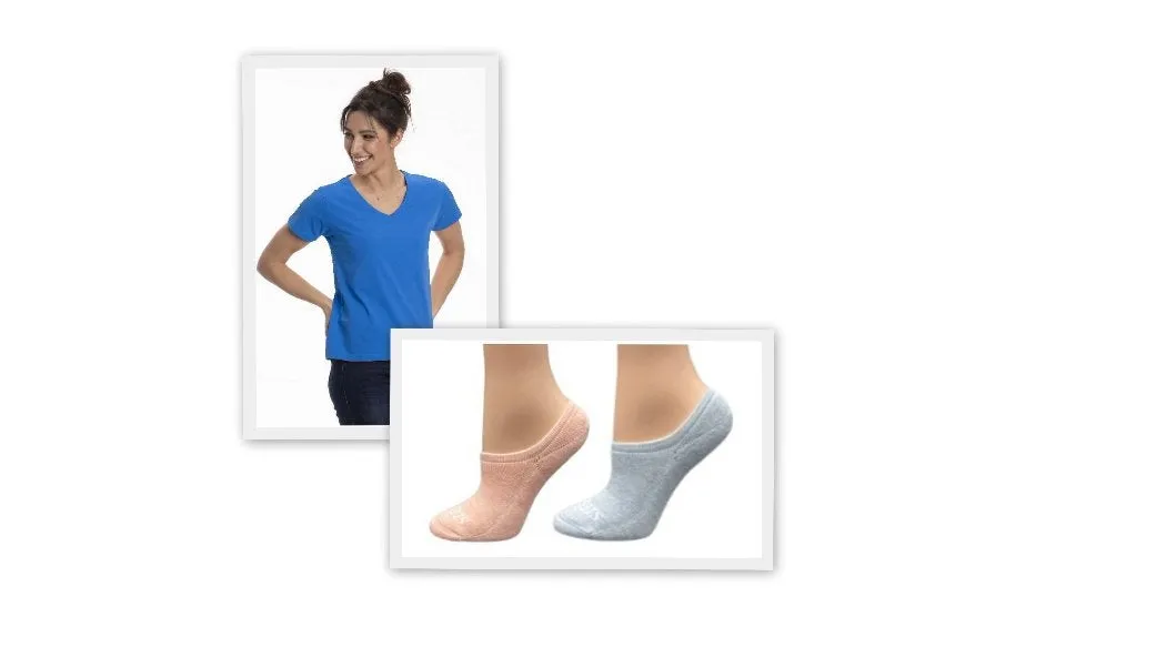 Women's V-Neck T-Shirt and Ankle Hi Sock 2-pack