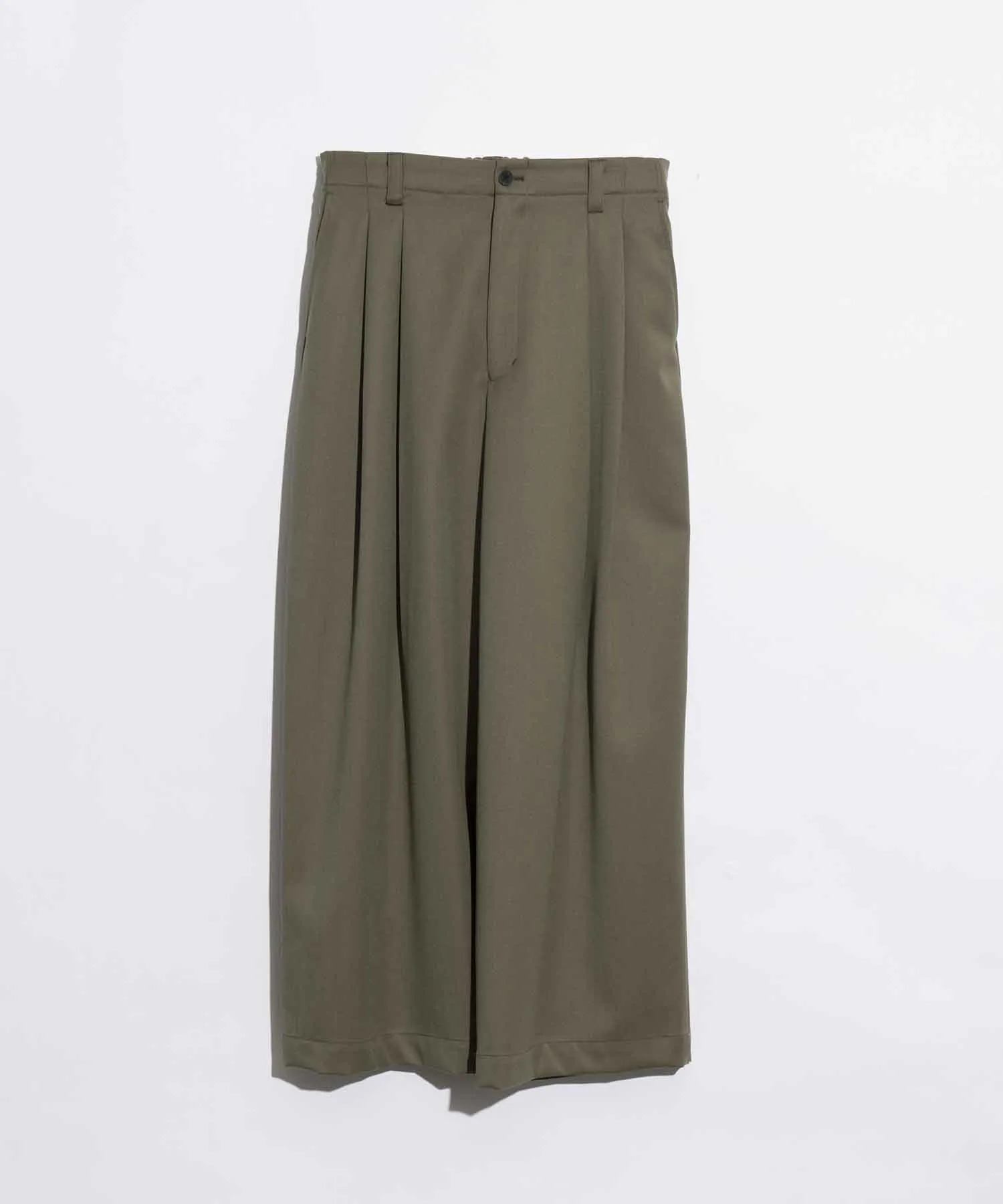 Wool Chambray Two-Tuck Wide Pants